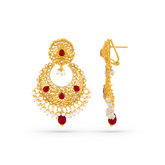 22K Gold Filigree Pendant with Earrings Set